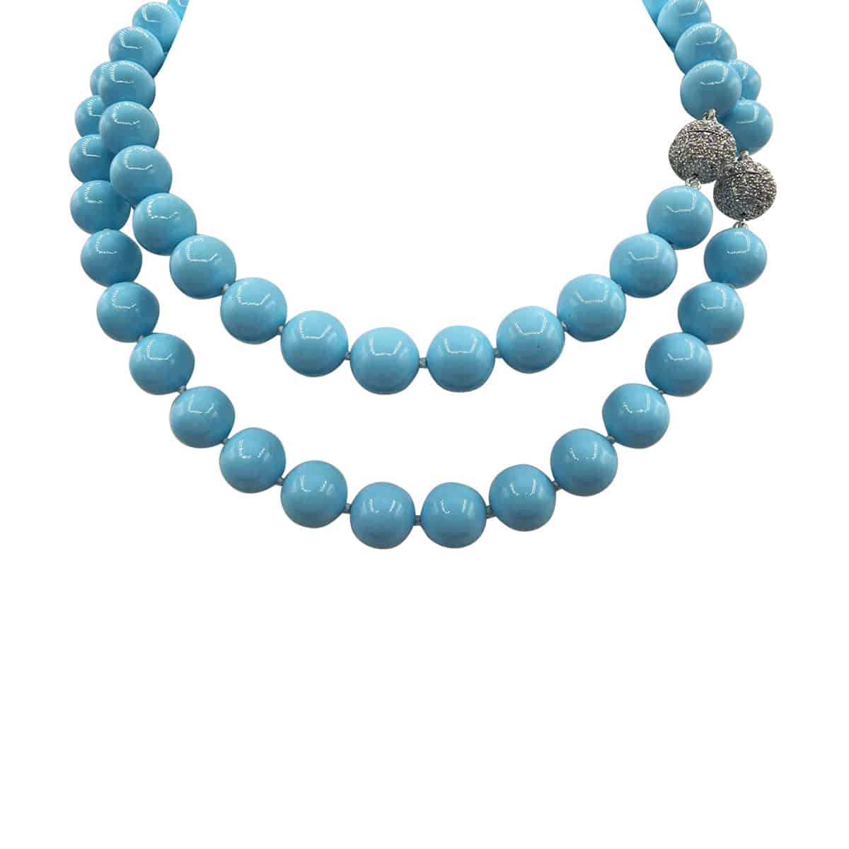 Two-Strand 10mm Shell-Based Turquoise Bead Necklace