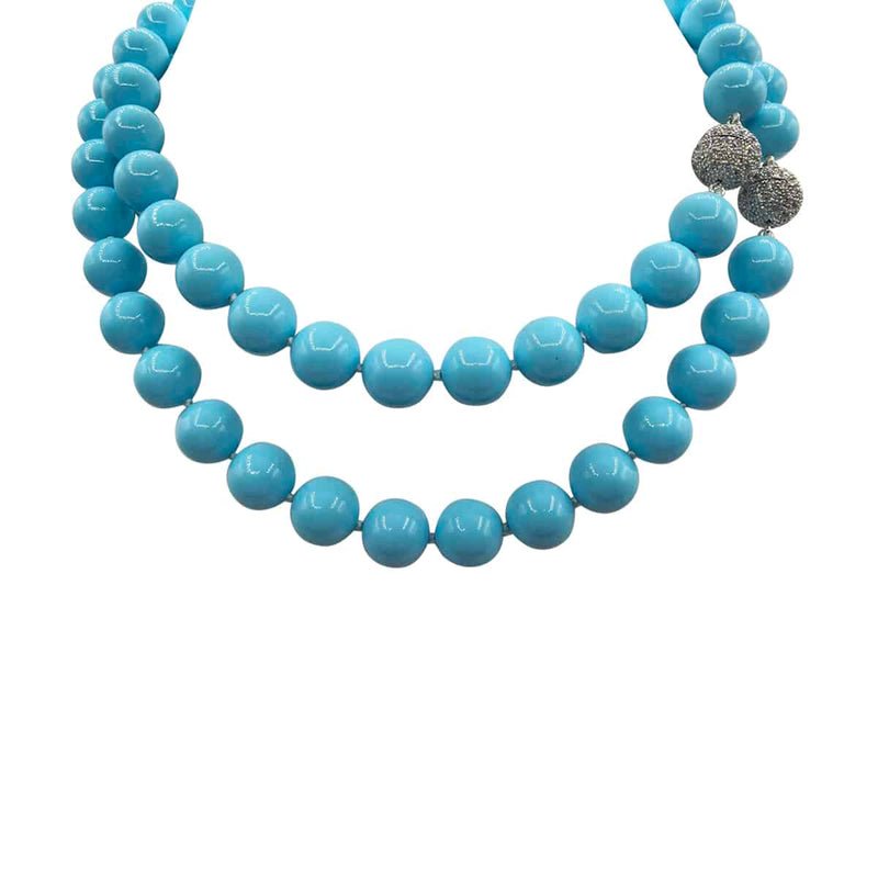 Two-Strand 10mm Shell-Based Turquoise Bead Necklace