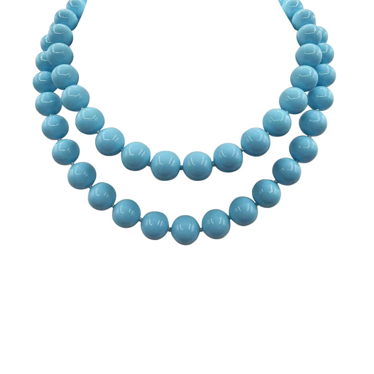 Two-Strand 10mm Shell-Based Turquoise Bead Necklace