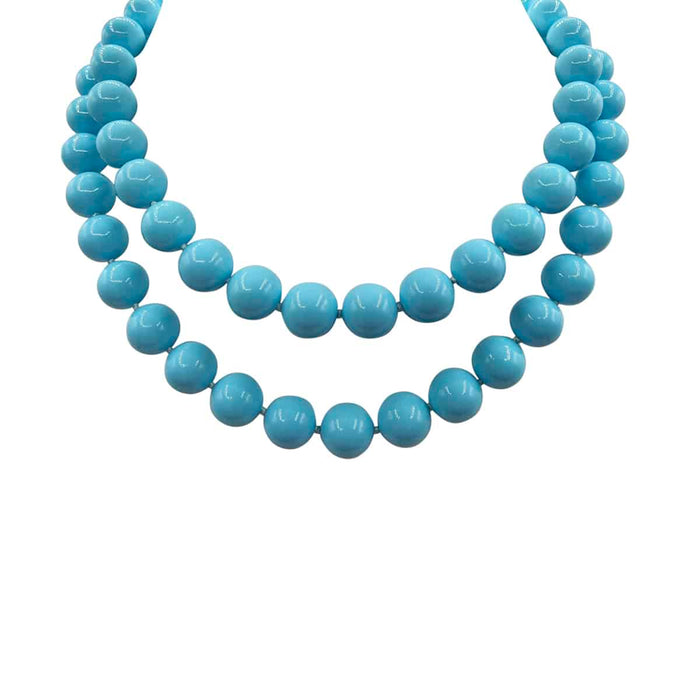 Two-Strand 10mm Shell-Based Turquoise Bead Necklace