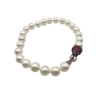 Shell-Based Pearl Choker Necklace with Ruby Lion Clasp - Statement Elegance