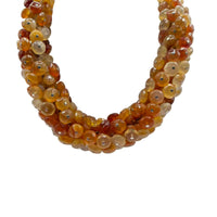 Multi-Faceted Carnelian Bead Necklace - Sterling Silver Chain