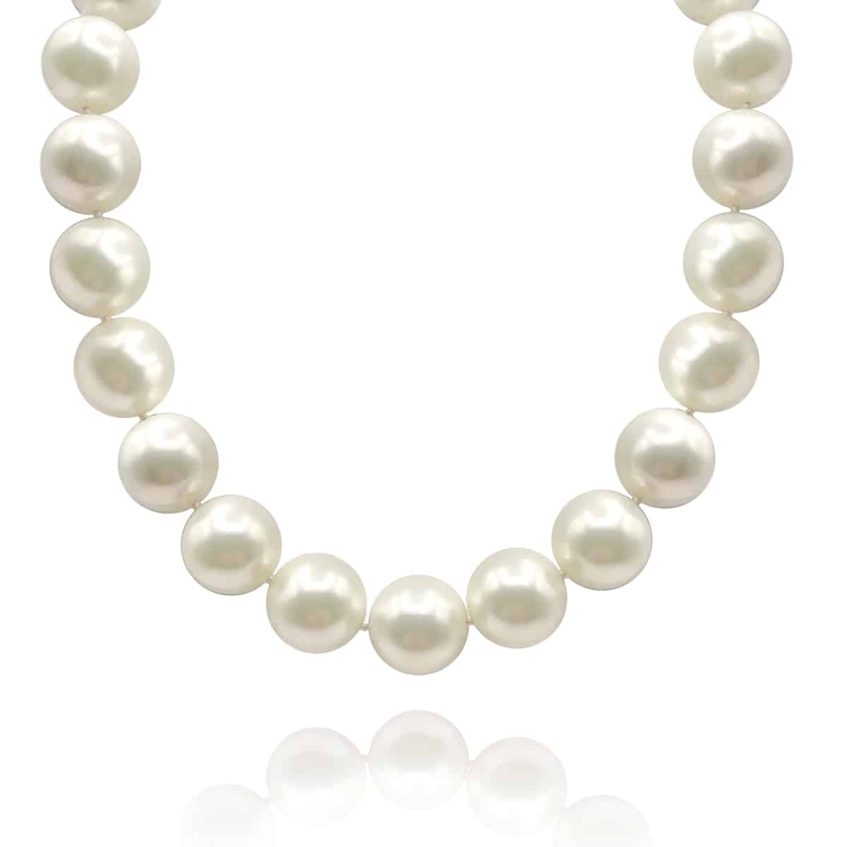 Large Shell-Based 16" Knotted Pearl Necklace - Sterling Silver Vermeil Clasp