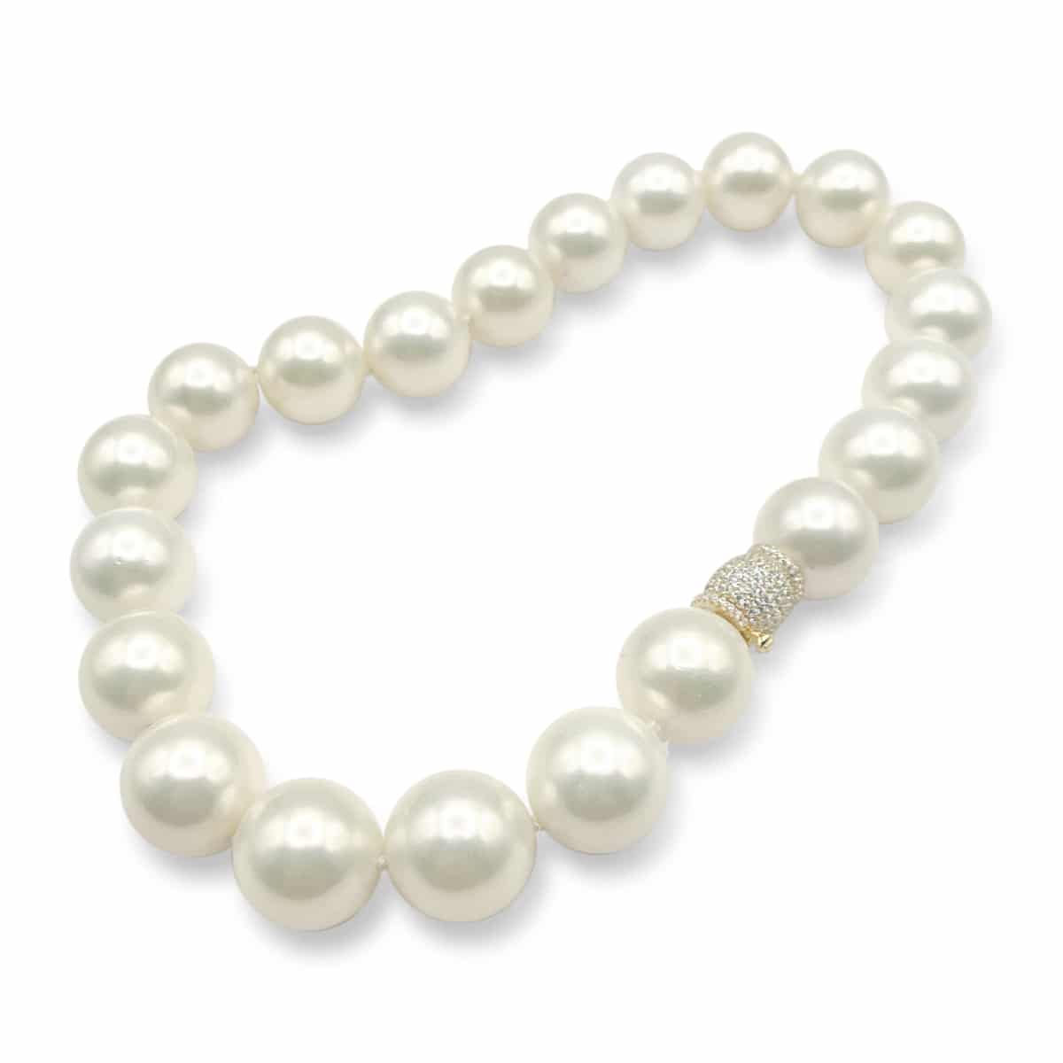 Large Shell-Based 16" Knotted Pearl Necklace - Sterling Silver Vermeil Clasp