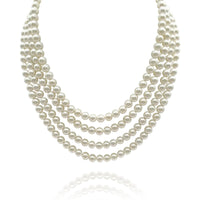 4-Strand Shell Pearl Nesting Necklace - Sterling Silver Vermeil & CZ Clasp