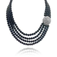 4-Strand Onyx Nesting Necklace - Sterling Silver & CZ Clasp