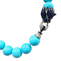 Shell-Based Turquoise Necklace with Sterling Silver & Sapphire Lion Clasp