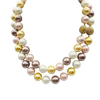 10mm Multi-Pastel Shell-Based 2-Strand Nesting Pearl Necklace