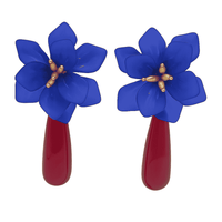 FLORA NAVY & TORTOISE RESIN DROP CLIP EARRINGS