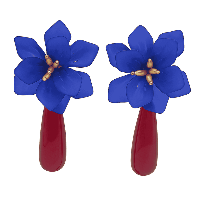 FLORA NAVY & TORTOISE RESIN DROP CLIP EARRINGS