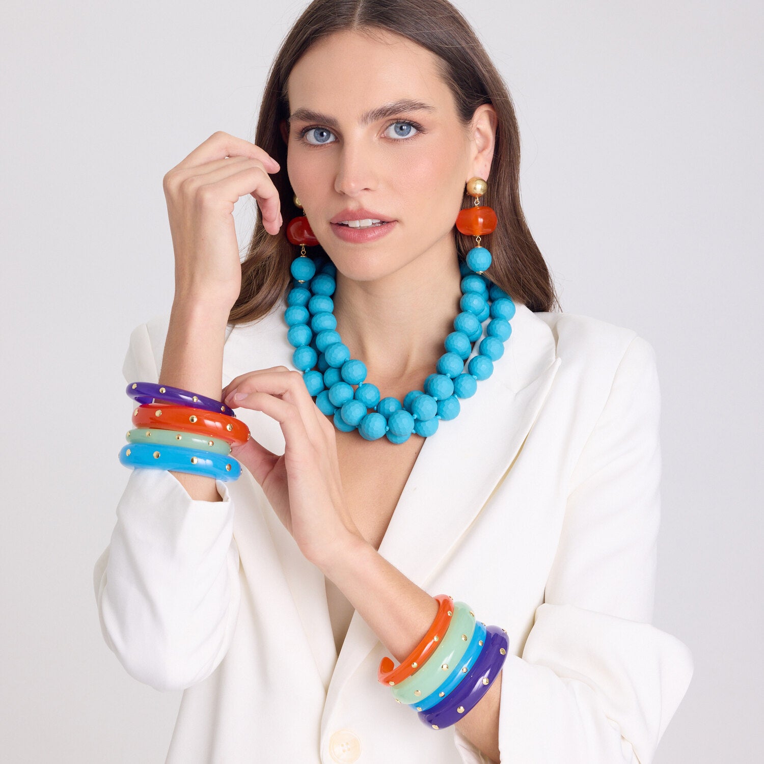 Ingrid Turquoise Gold Studded Cuff