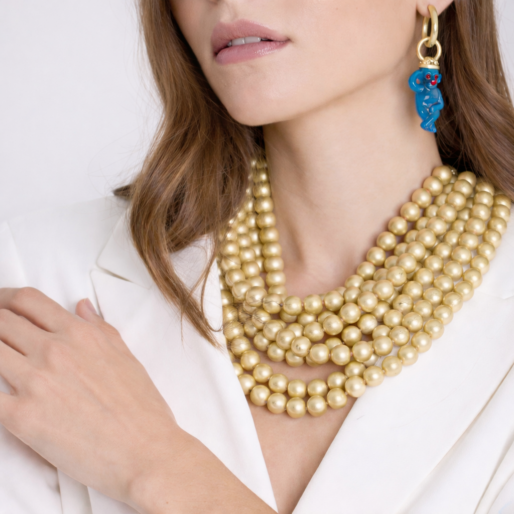 Monkey Cerulean  Blue  Resin Drop Earrings