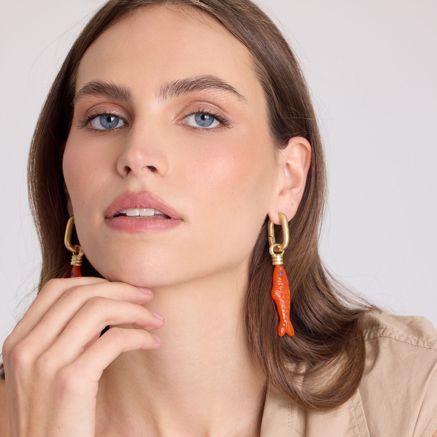 Fish Orange Resin Drop Earrings