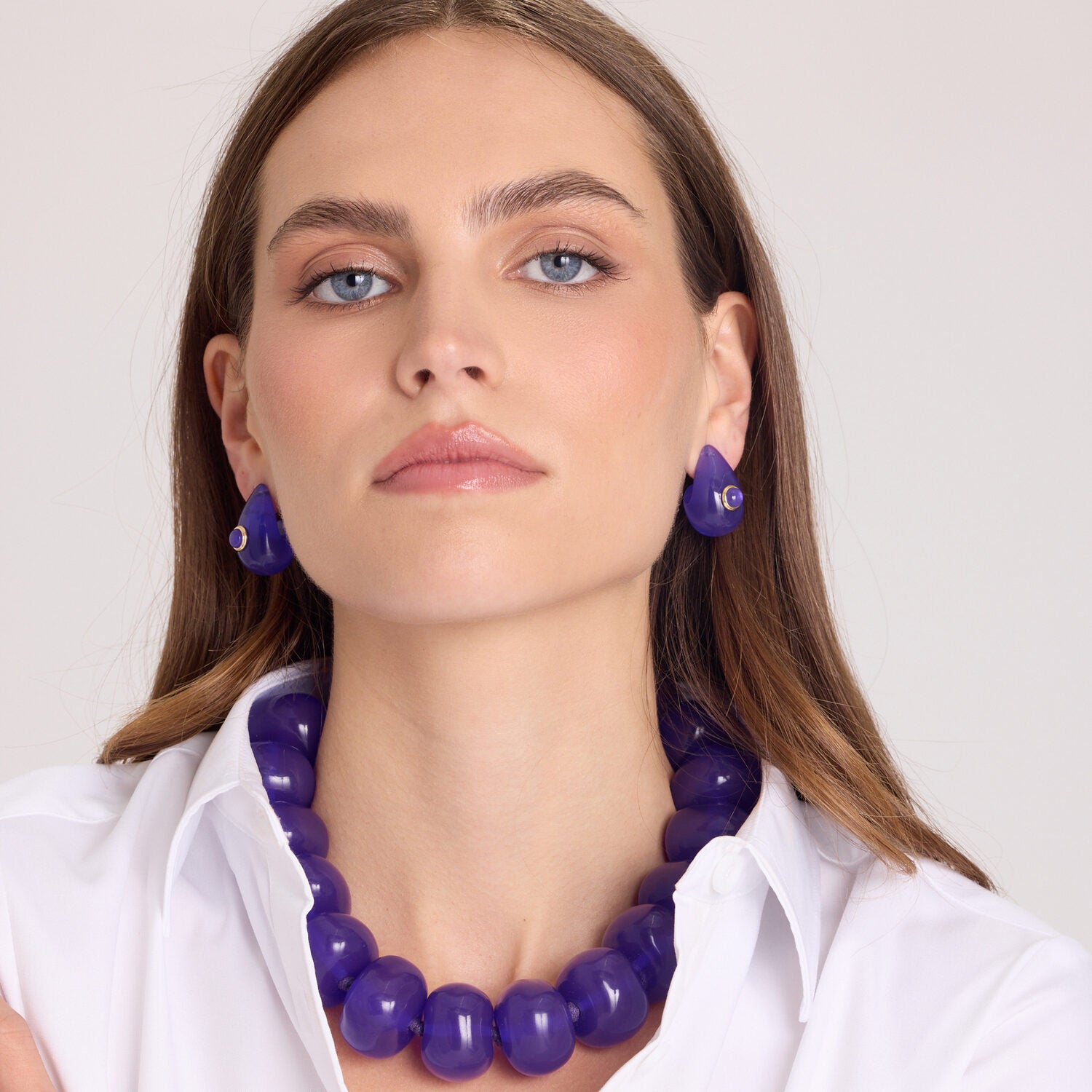 Rosamund Amethyst Resin Pierced Earrings