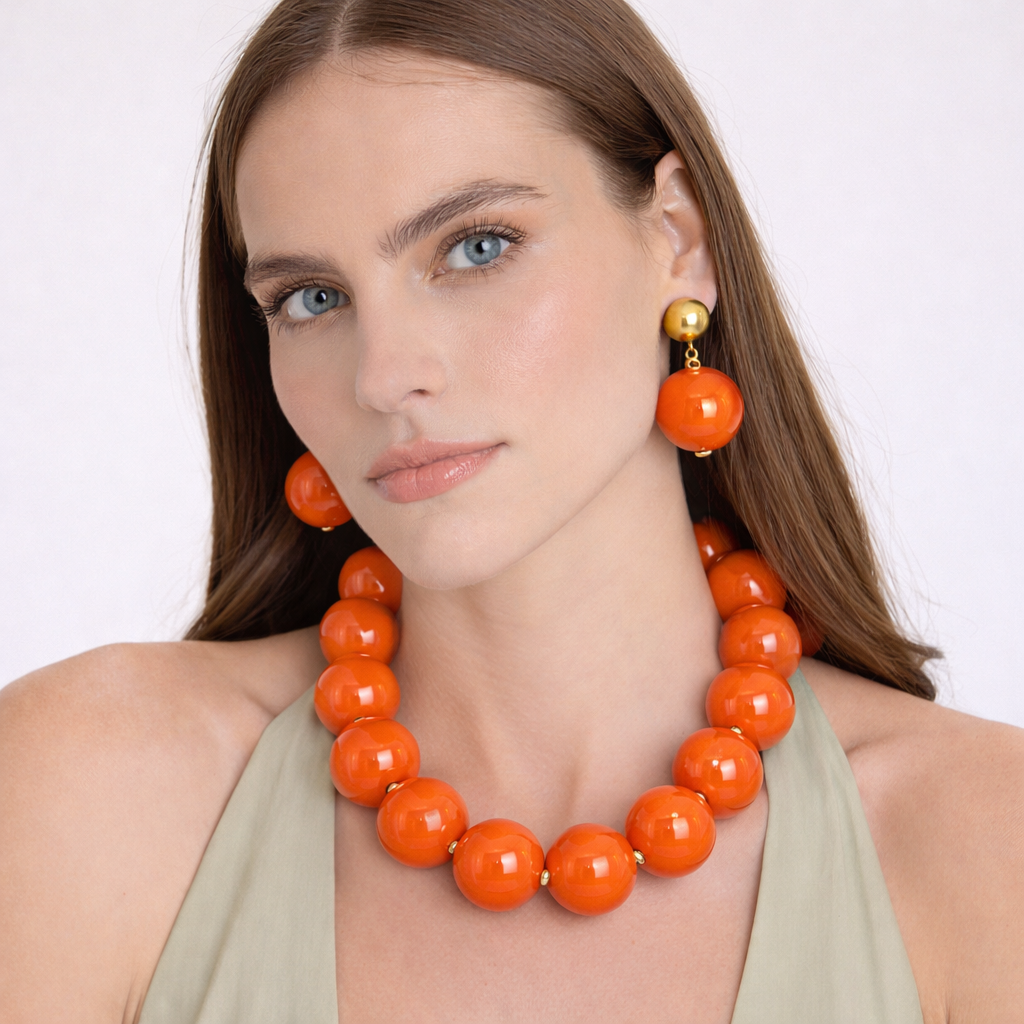 Lucy Orange Gumball Necklace