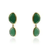 Gold Plated Emerald Cat's Eye Drop Earrings