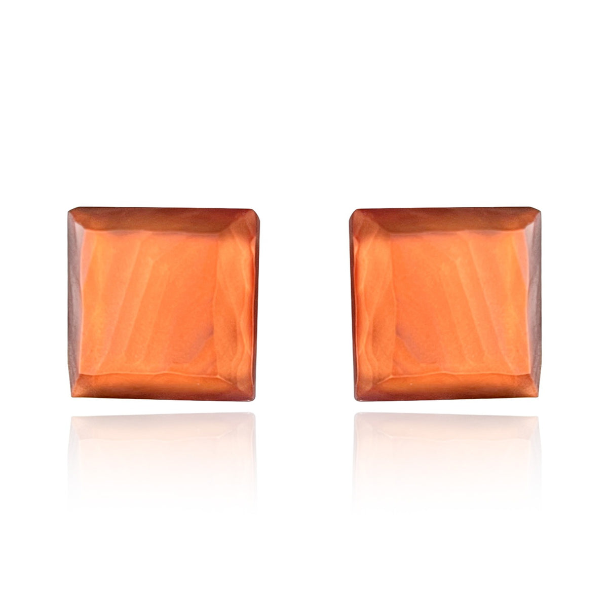 Mirrored Caramel Brown Italian Resin Clip-On Earrings