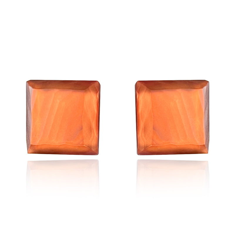 Mirrored Caramel Brown Italian Resin Clip-On Earrings