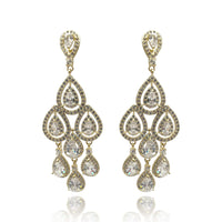 Pear Shape Crystal Drop Clip-On Earrings - Gold Plate Setting