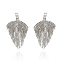 Deco Multi-Crystal Drop Clip-On Earrings - Rhodium Setting