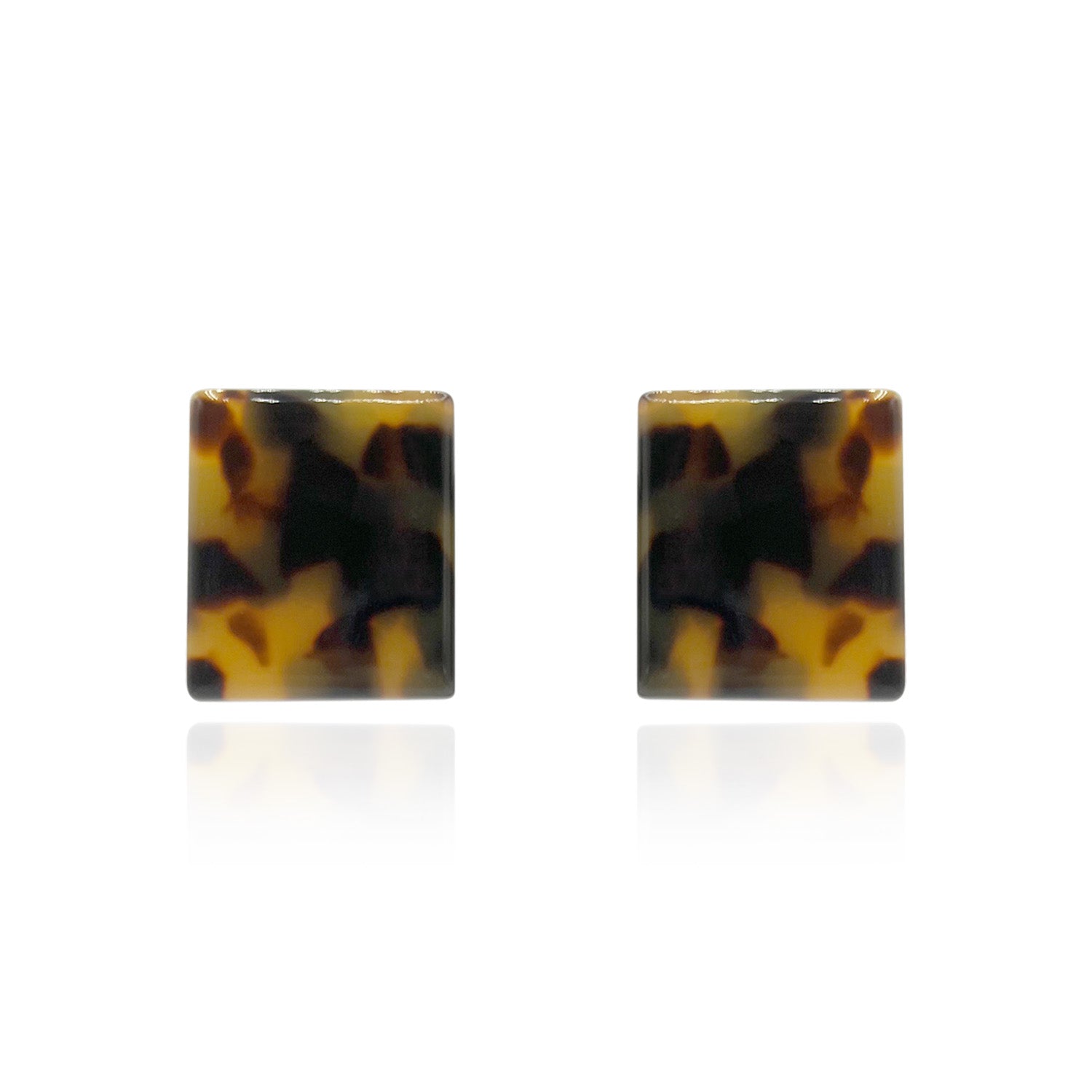 Pendientes de botón de resina italiana con diseño de tortuga cuadrada con clip Aurora