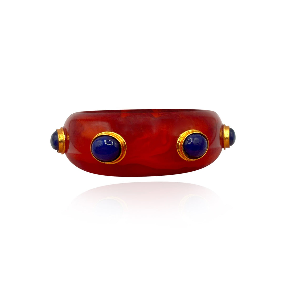 Carnelian Color Resin Bangle And Lapis Stones