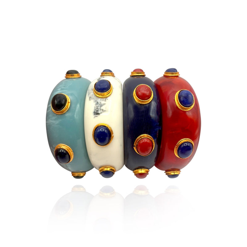 Carnelian Color Resin Bangle And Lapis Stones