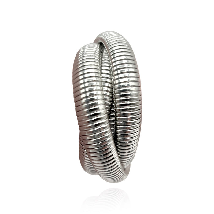 Bracelet Cobra à trois rangs plaqué rhodium