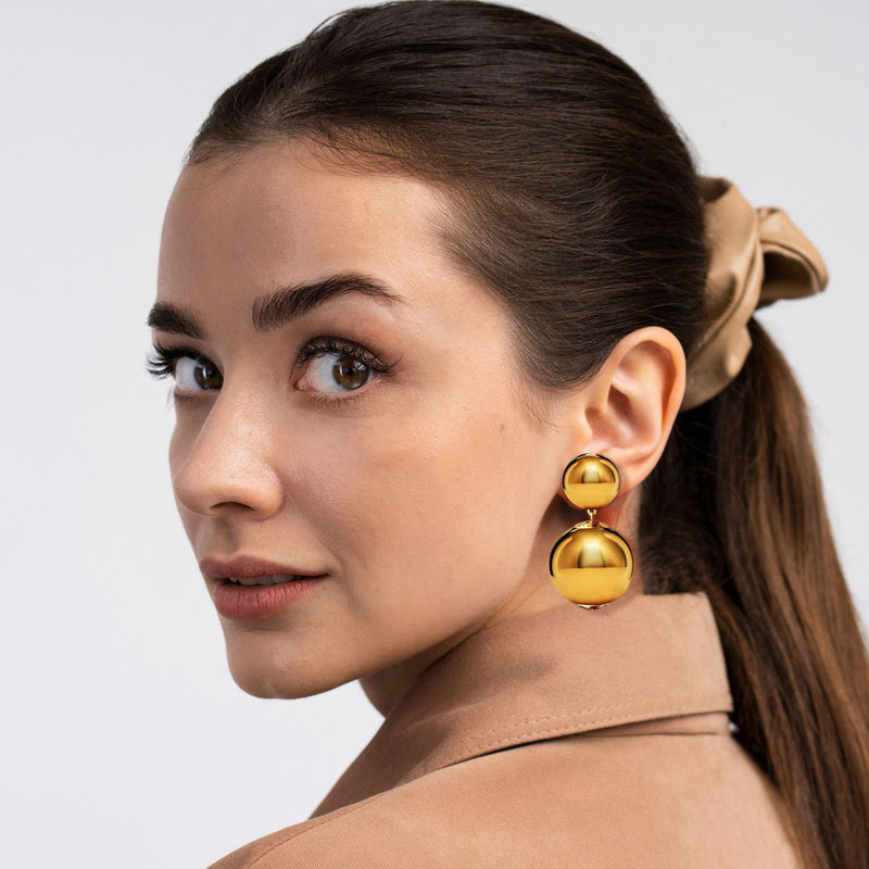 Clip On Drop Earrings Gold Plated Italian Resin