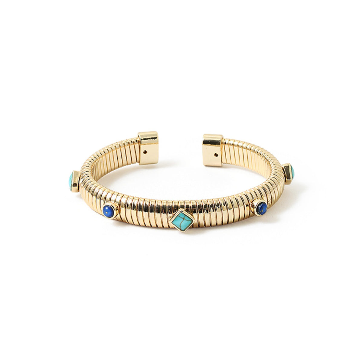 Bracelet Cobra Plaqué Or Avec Turquoise Et Lapis