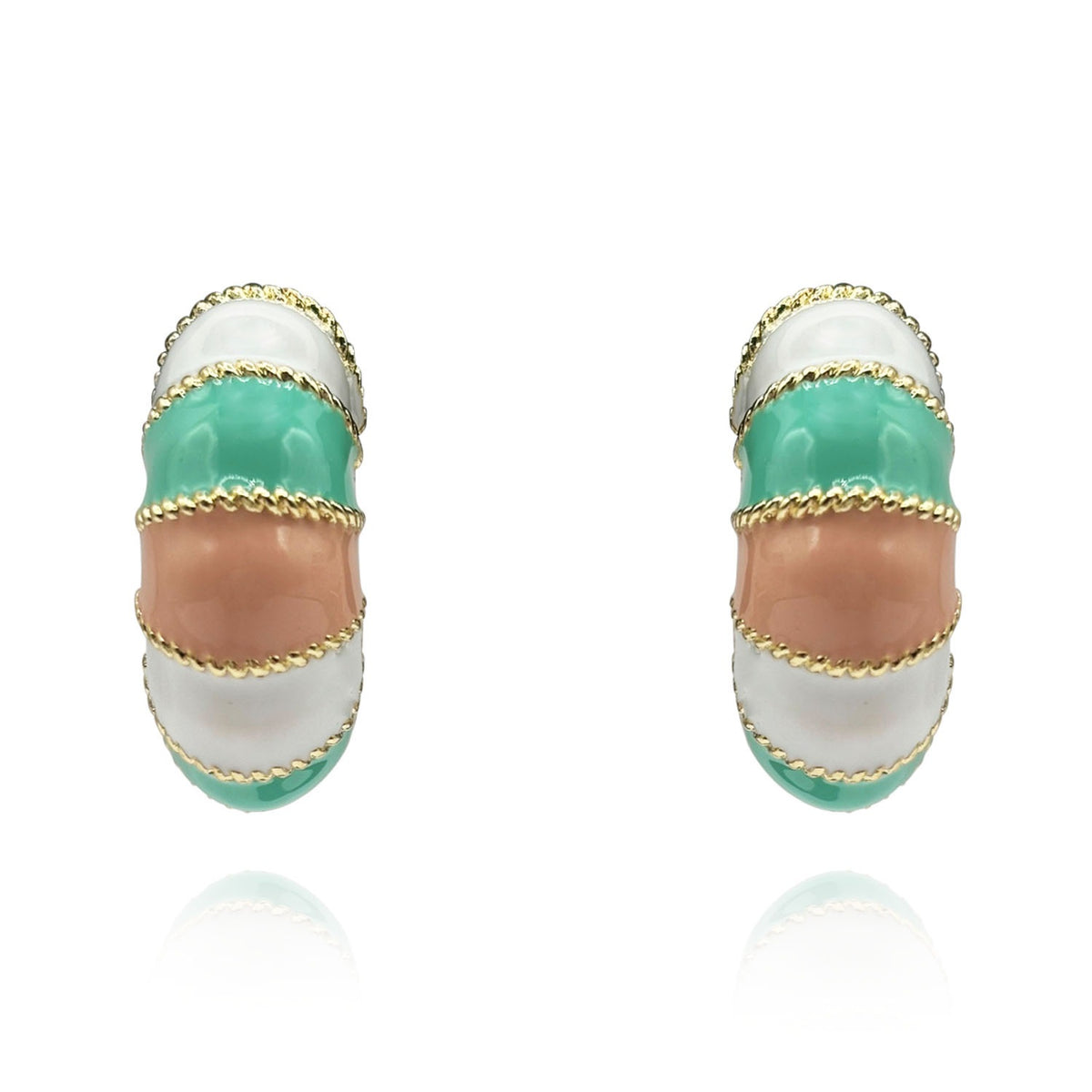 Gold-Plated Multi Color Enamel Clip-On Earrings