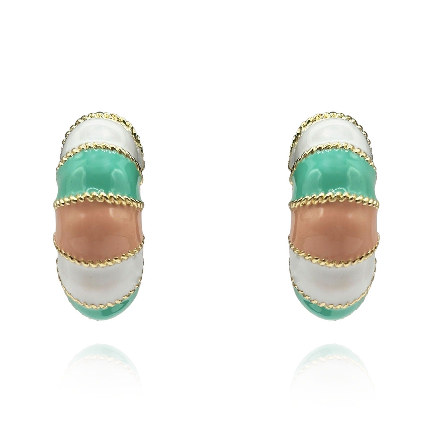 Beverly Gold-Plated Multi Color Enamel Clip On Earrings