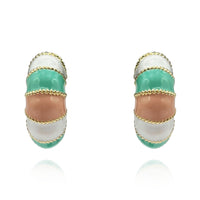 Gold-Plated Multi Color Enamel Clip-On Earrings