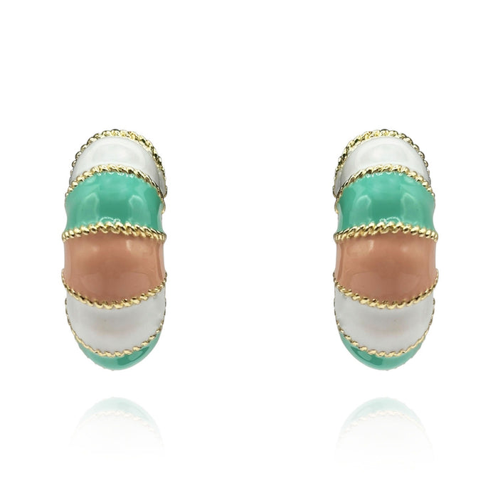 Gold-Plated Multi Color Enamel Clip-On Earrings