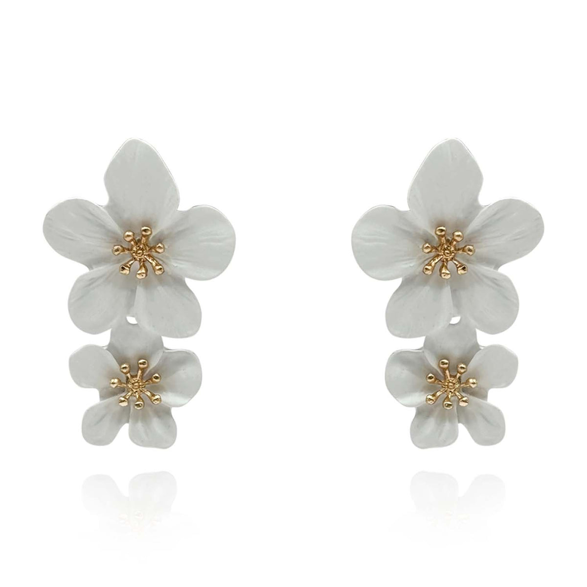 White Floral Earrings