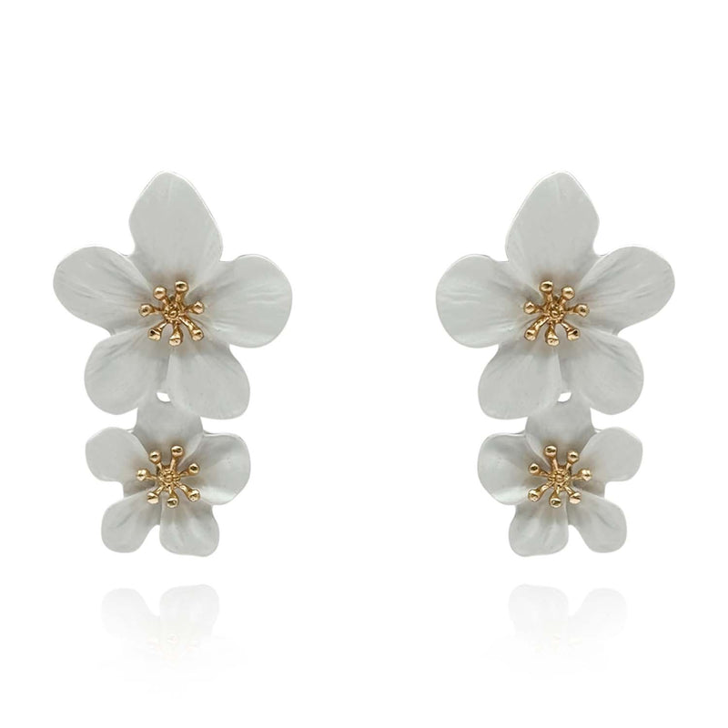 White Floral Earrings