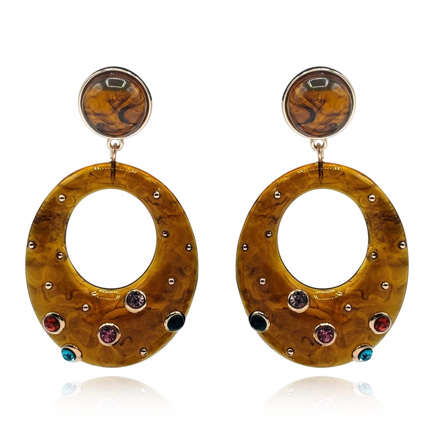 Estelle Studded Tortoise Resin Large Hoop Earrings