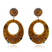 Studded Tortoise Resin Large Hoop Earrings