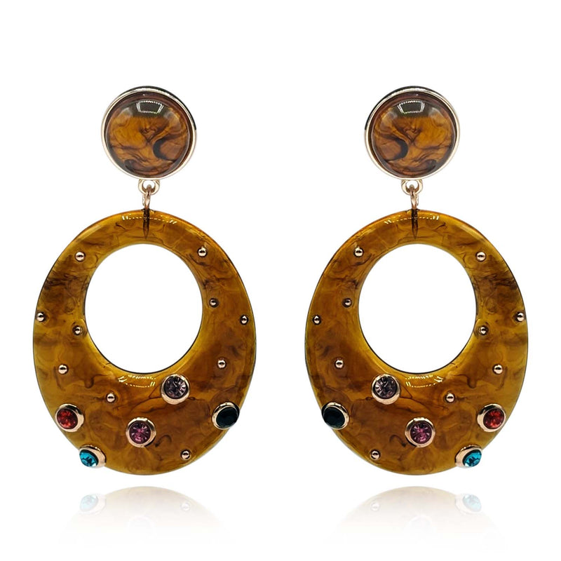 Studded Tortoise Resin Large Hoop Earrings