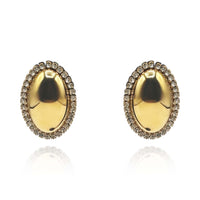 Crystal Trimmed Oval Gold Earrings