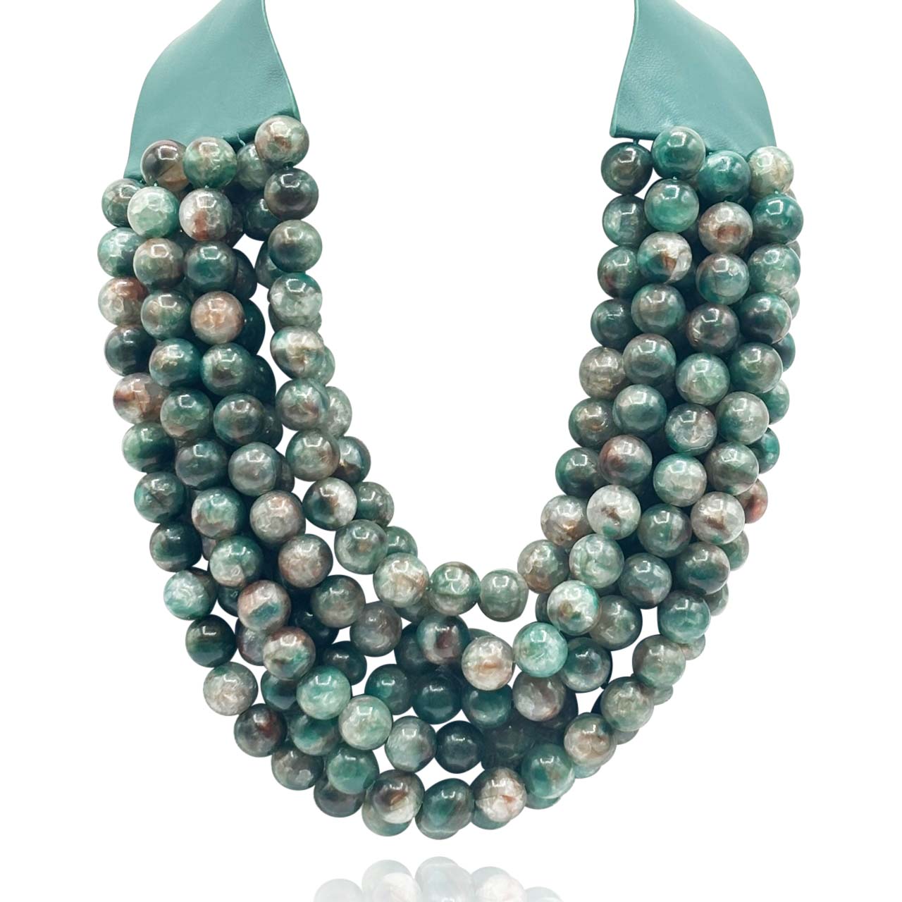 Liliana Multi-Strand Green Onyx Resin Necklace With Vegan