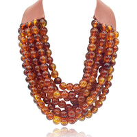 Multi-Strand Tortoise Resin Necklace With Vegan Adjustable Clasp