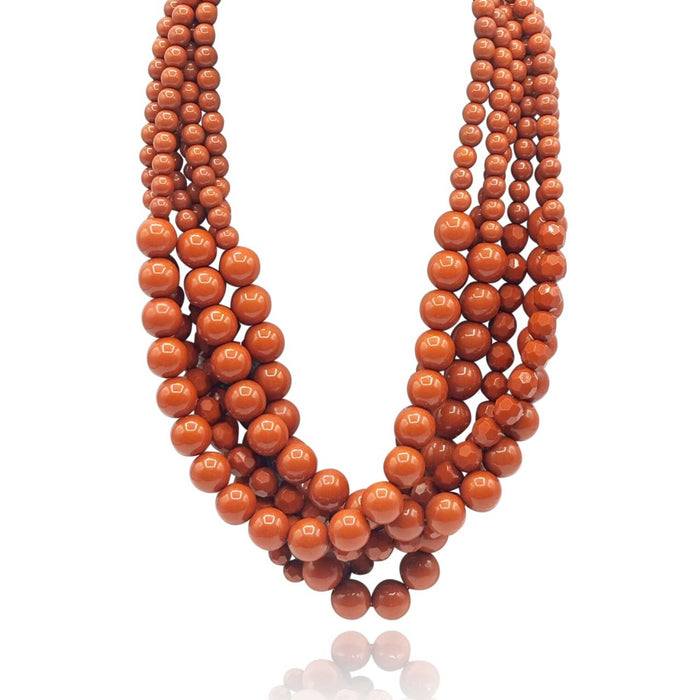 Multi Strand Faceted And Round Bead Terracotta Toursade