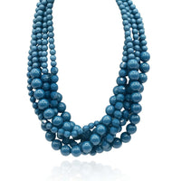 Multi Strand Faceted And Round Bead Blue Toursade