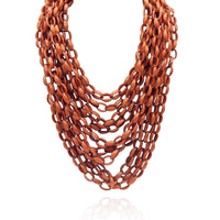 Multi Strand Terracotta Resin Chain Necklace