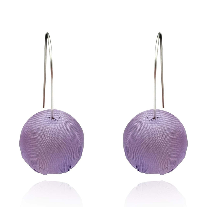 Lavender Silk Ball Drop Earrings