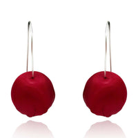 Burgundy Silk Ball Earrings