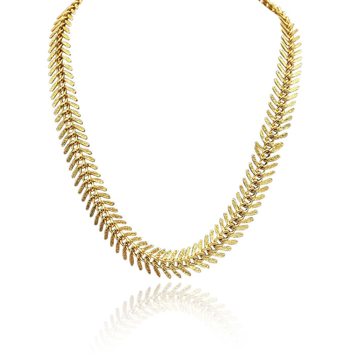 Gold Plated Brass Fishbone Necklace