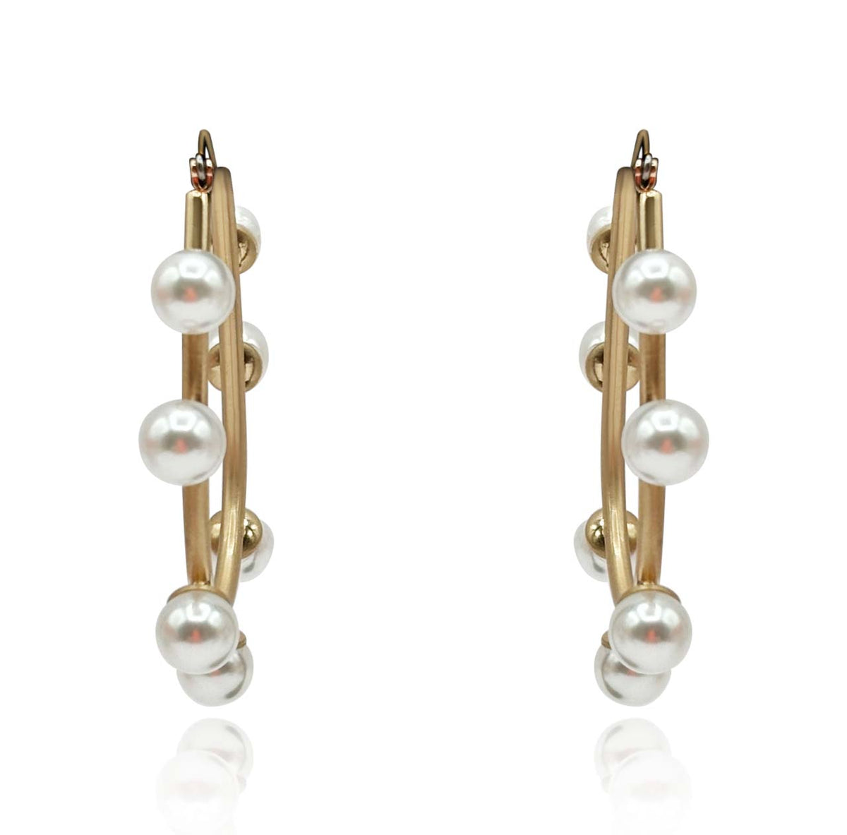 Gold And Pearl Hoop Earrings