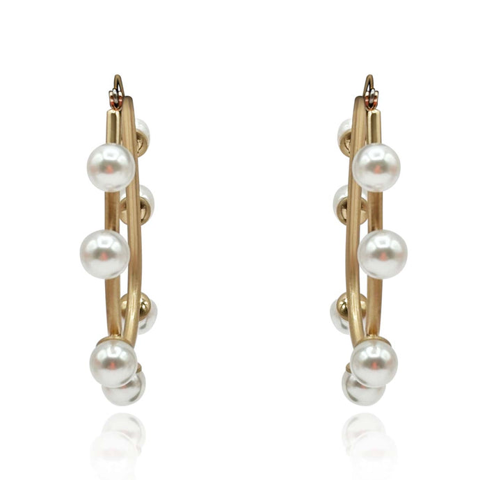 Gold And Pearl Hoop Earrings